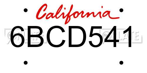6BCD541 California License Plate