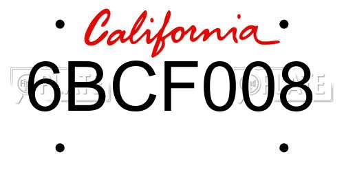 6BCF008 California License Plate
