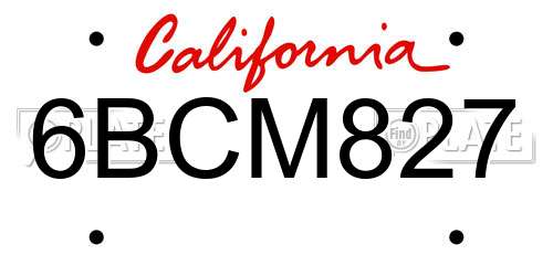 6BCM827 California License Plate
