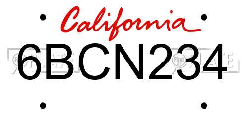 6BCN234 California License Plate