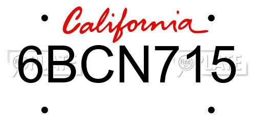 6BCN715 California License Plate