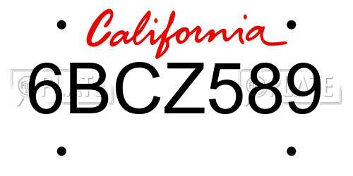 6BCZ589 California License Plate