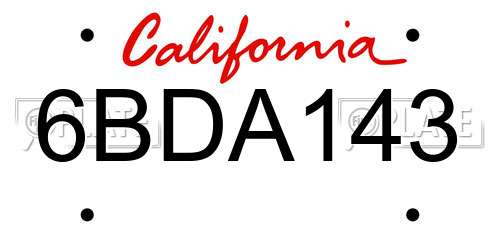 6BDA143 California License Plate