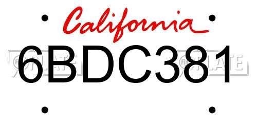 6BDC381 California License Plate