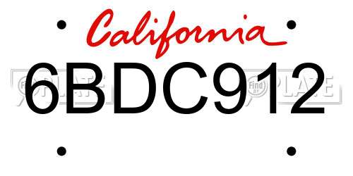 6BDC912 California License Plate
