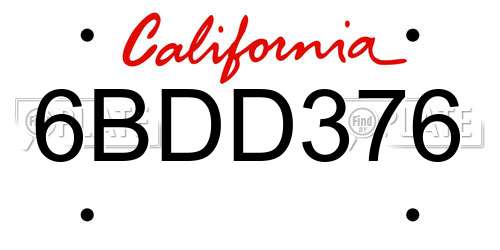 6BDD376 California License Plate