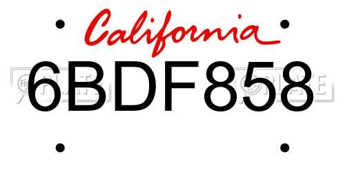 6BDF858 California License Plate