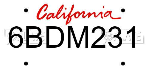 6BDM231 California License Plate
