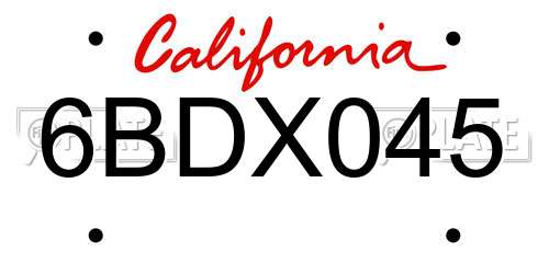 6BDX045 California License Plate