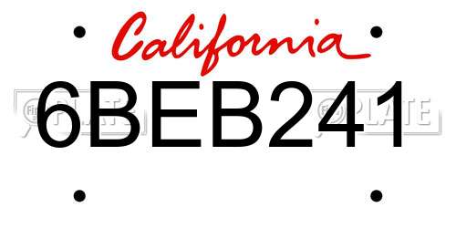 6BEB241 California License Plate