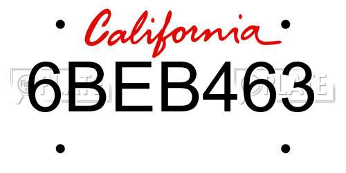 6BEB463 California License Plate