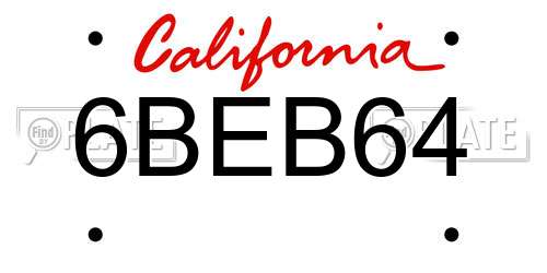 6BEB64 California License Plate