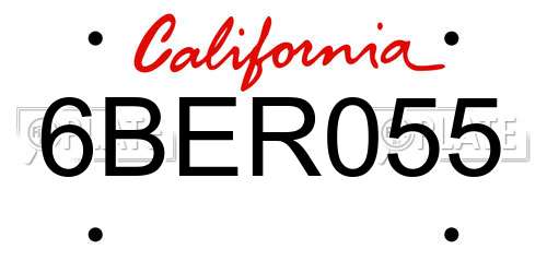 6BER055 California License Plate