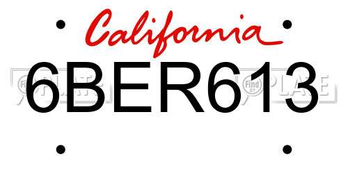 6BER613 California License Plate