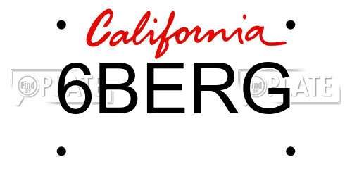 6BERG California License Plate