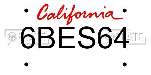 6BES64 California License Plate