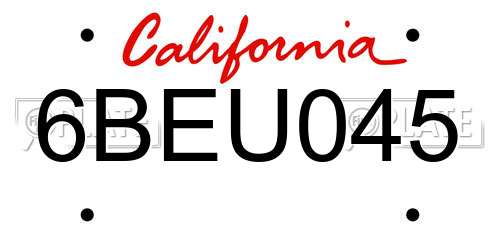 6BEU045 California License Plate