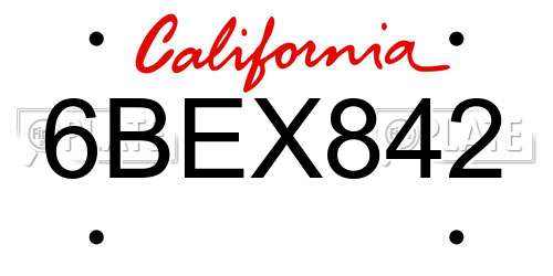 6BEX842 California License Plate
