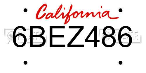 6BEZ486 California License Plate