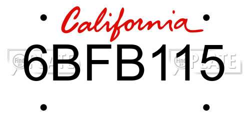 6BFB115 California License Plate