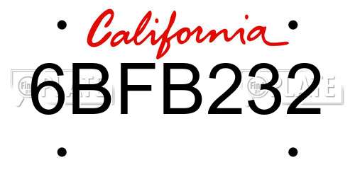 6BFB232 California License Plate