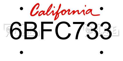 6BFC733 California License Plate