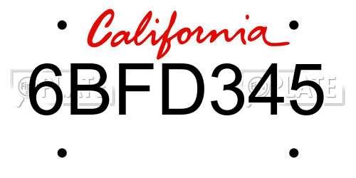 6BFD345 California License Plate