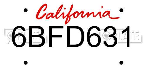 6BFD631 California License Plate