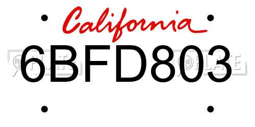 6BFD803 California License Plate