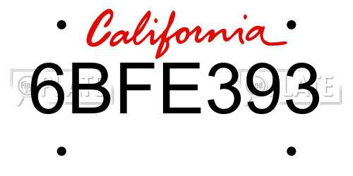 6BFE393 California License Plate