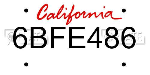 6BFE486 California License Plate
