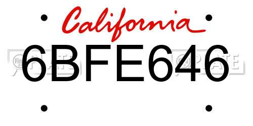 6BFE646 California License Plate
