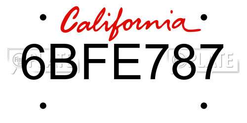 6BFE787 California License Plate