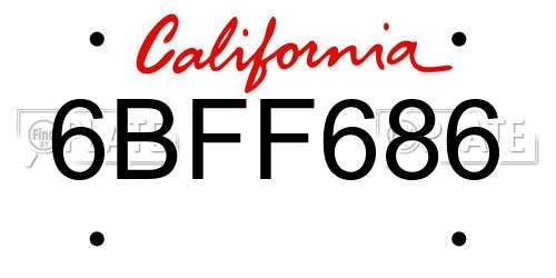 6BFF686 California License Plate