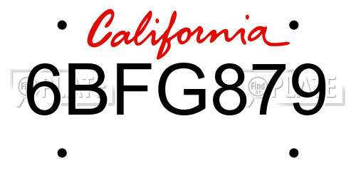 6BFG879 California License Plate