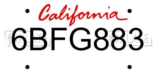 6BFG883 California License Plate
