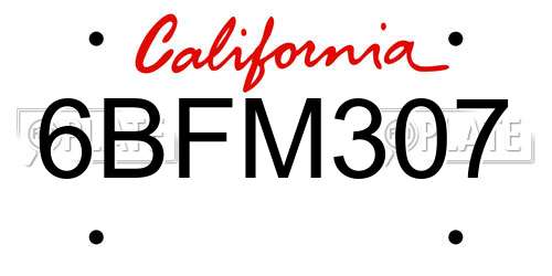 6BFM307 California License Plate