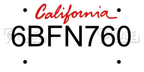 6BFN760 California License Plate