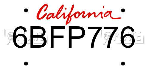 6BFP776 California License Plate