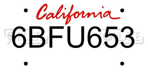 6BFU653 California License Plate