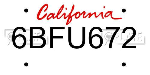 6BFU672 California License Plate