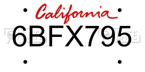 6BFX795 California License Plate