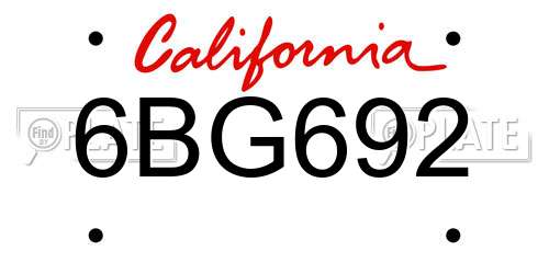 6BG692 California License Plate