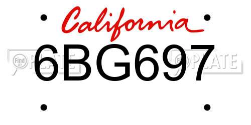 6BG697 California License Plate