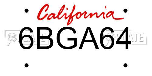 6BGA64 California License Plate