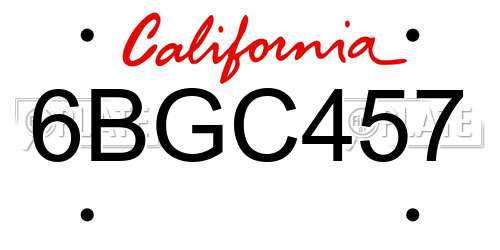 6BGC457 California License Plate