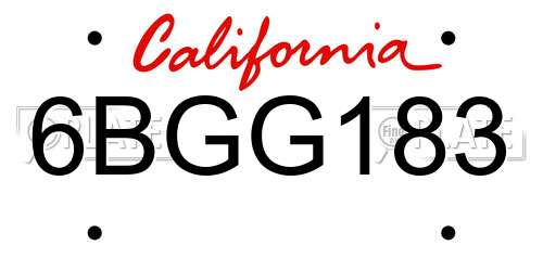6BGG183 California License Plate