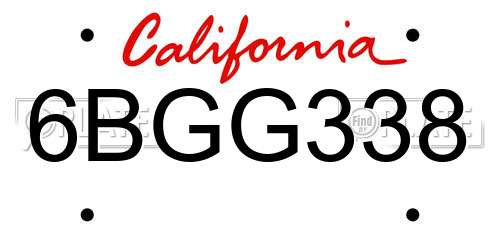 6BGG338 California License Plate