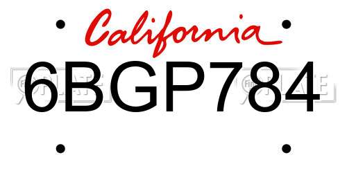 6BGP784 California License Plate