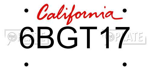 6BGT17 California License Plate